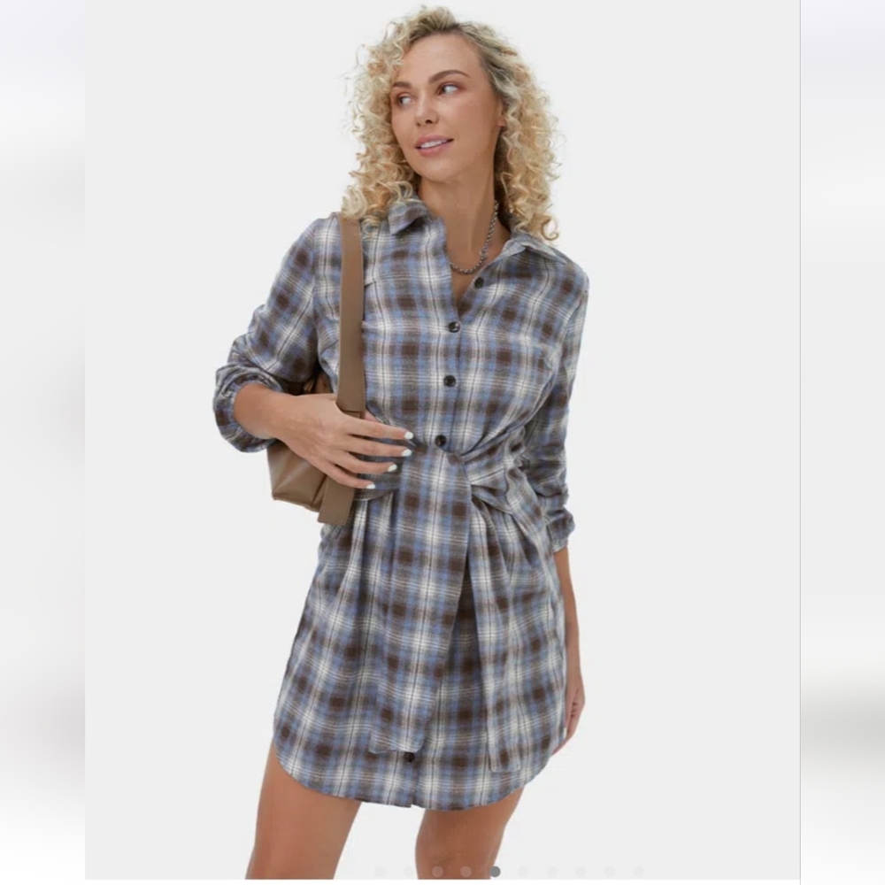 Halara Plaid Tie Front Dress - Picture 3 of 3